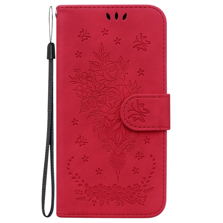 For Samsung Galaxy S25 5G Butterfly Rose Embossed Leather Phone Case(Red)