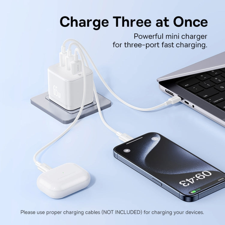 Baseus PD65W USB and 2 USB-C / Type-C Fast Charger With 1m Type-C Cable, Plug Type:UK Plug(White) - free shipping - PMC Jewellery - Order now!