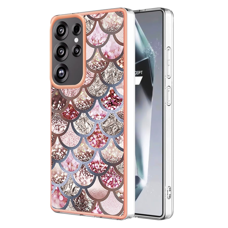 For Samsung Galaxy S25 Ultra 5G Electroplating IMD TPU Phone Case(Pink Scales)