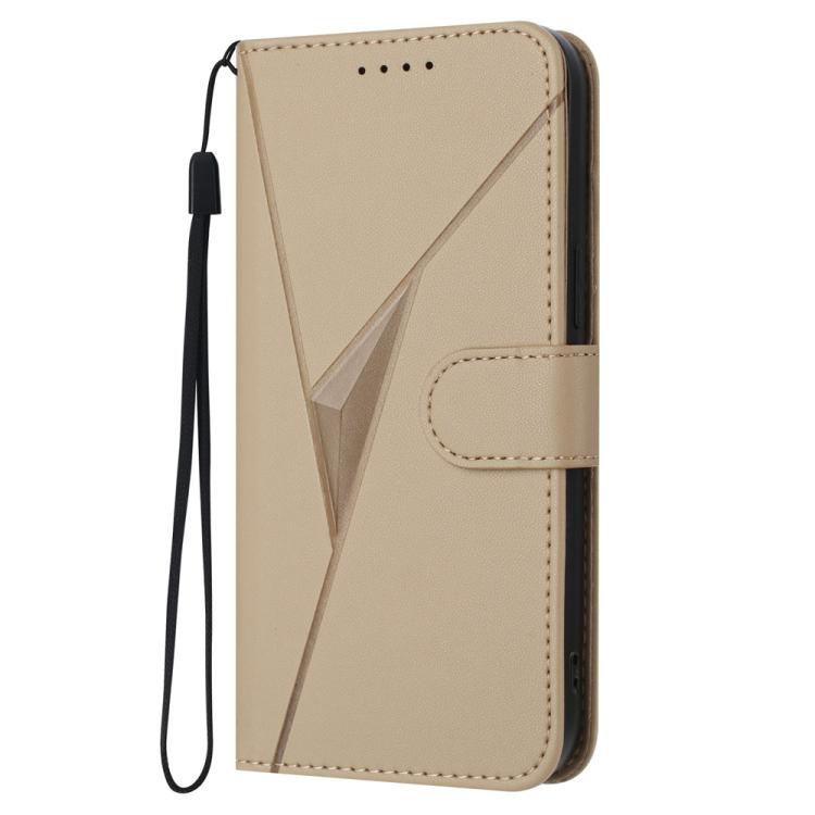 For iPhone 17 Triangle Pattern Buckle Clasp Leather Phone Case(Gold)