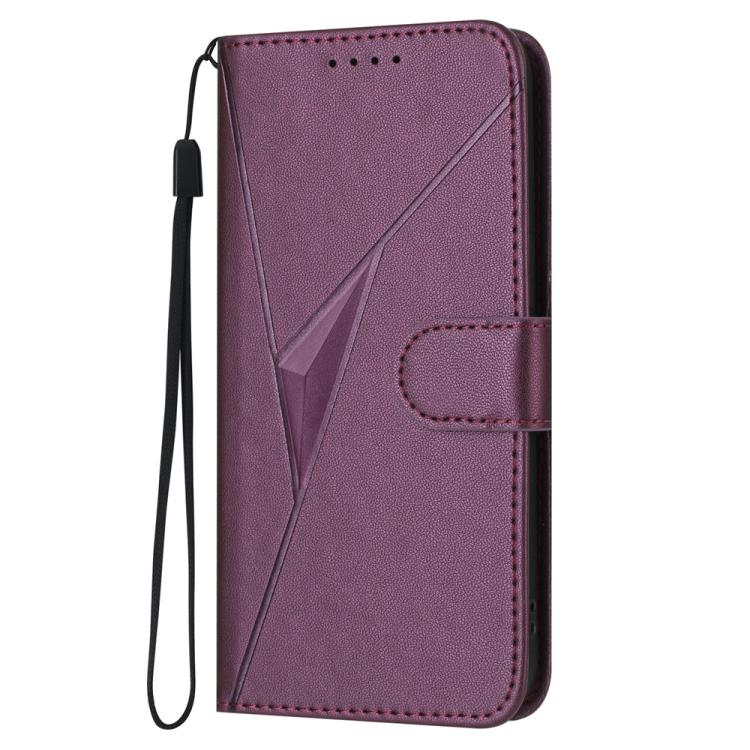 For iPhone 17 Air Triangle Pattern Buckle Clasp Leather Phone Case(Dark Purple)