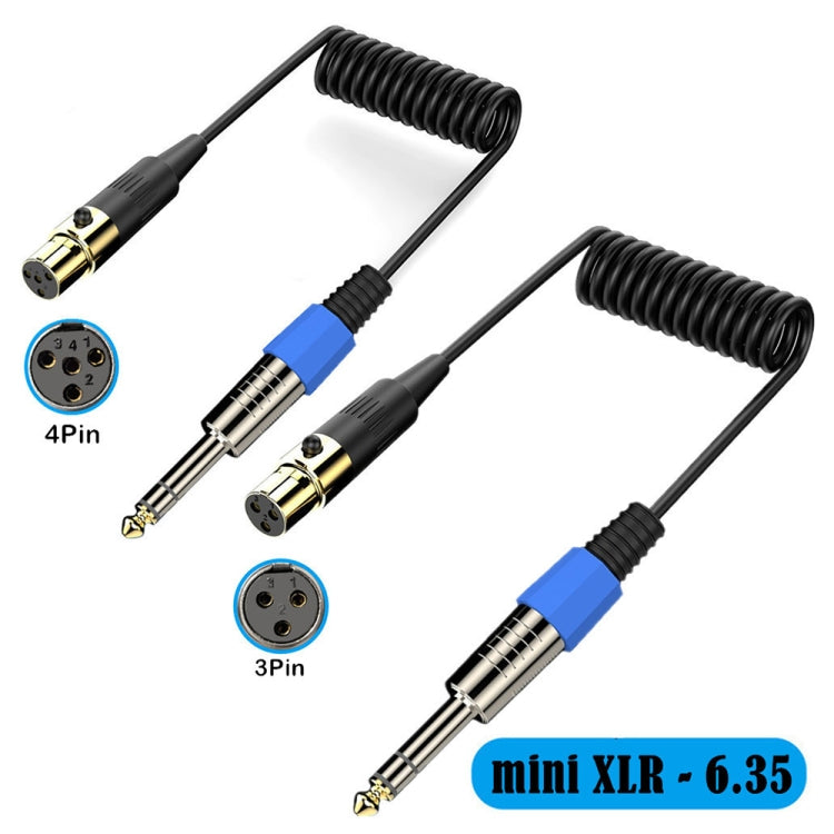 Mini 3 Pin XLR to 6.35mm Stereo Microphone Aux Audio Cable Coiled Adapter Cable, Length: 0.5m(Black) - Microphone Audio Cable & Connector by PMC Jewellery | Online Shopping South Africa | PMC Jewellery | Buy Now Pay Later Mobicred