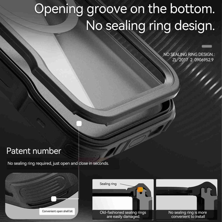 For iPhone 16 Pro RedPepper IP68 Water-resistant Triple-proof MagSafe Phone Case(Black)