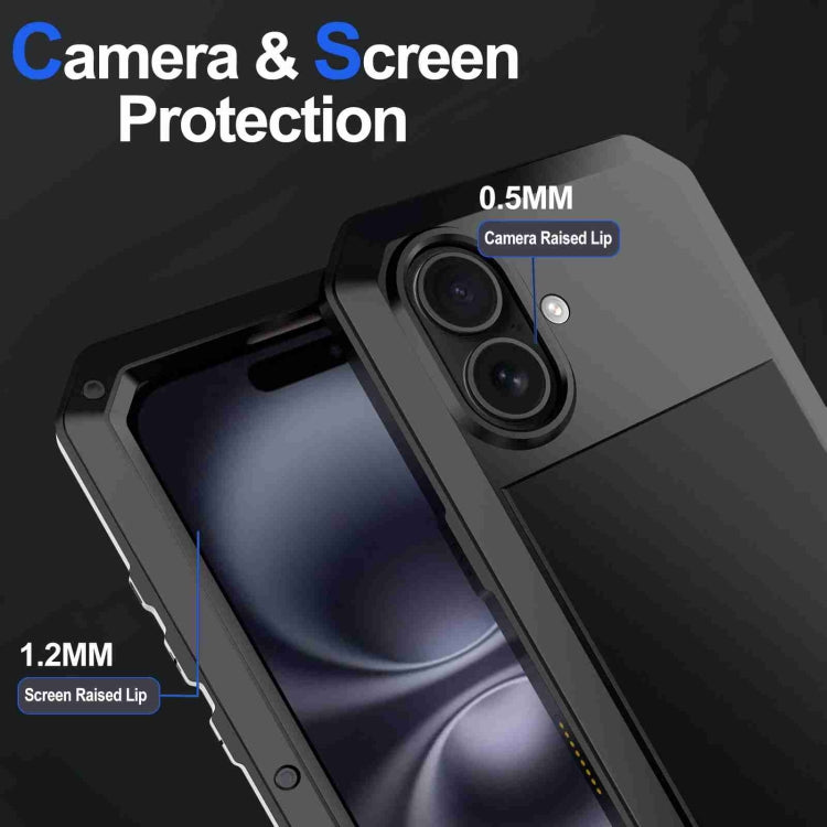 For iPhone 16 RedPepper Triple-proof Metal Phone Case(Black)