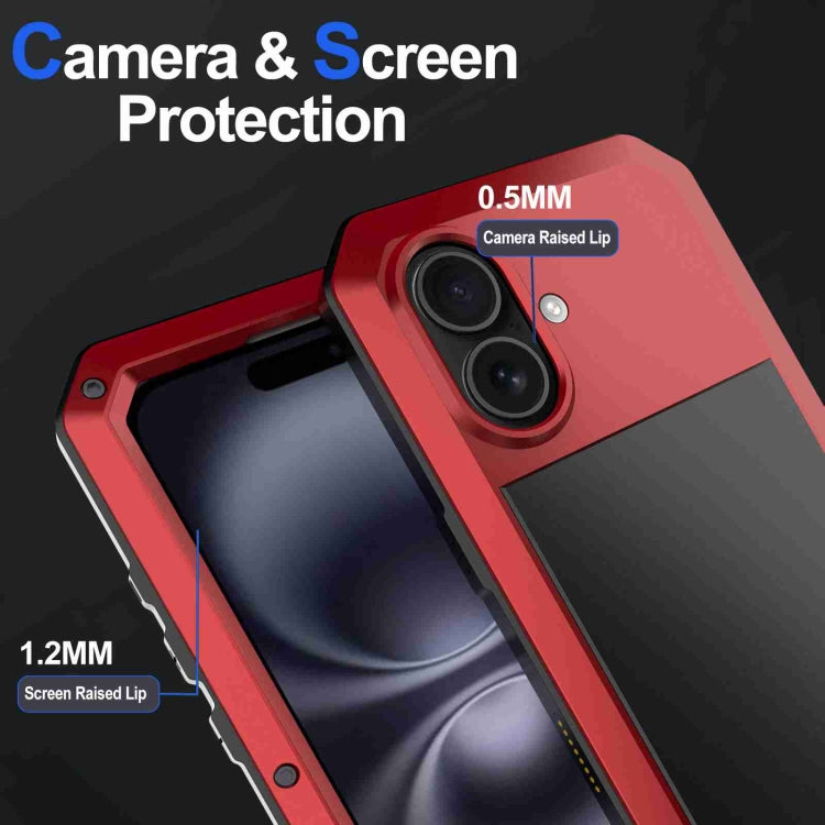 For iPhone 16 RedPepper Triple-proof Metal Phone Case(Red)