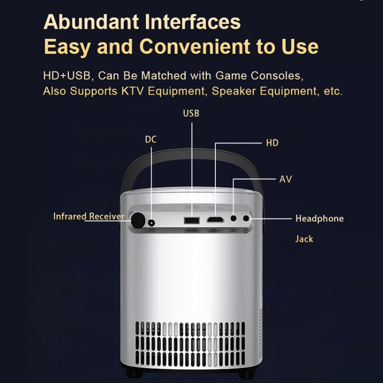 T-2 1920 x 1080P 240ANSI HiSilicon 352 Android 9.0 Portable Projector, US Plug(White) - LED Projector by PMC TechLife | Online Shopping South Africa | PMC TechLife | Buy Now Pay Later Mobicred