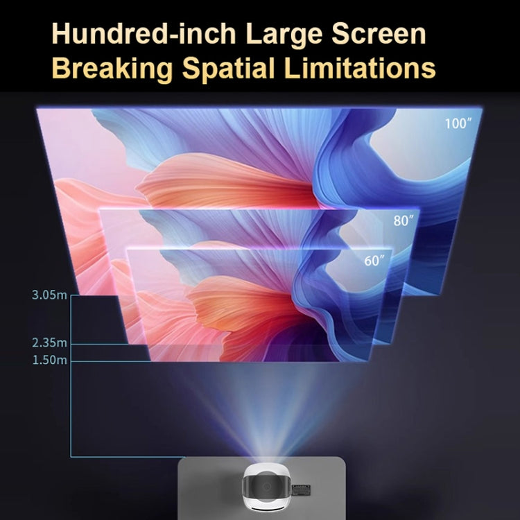 T-2 1920 x 1080P 240ANSI HiSilicon 352 Android 9.0 Portable Projector, UK Plug(White)
