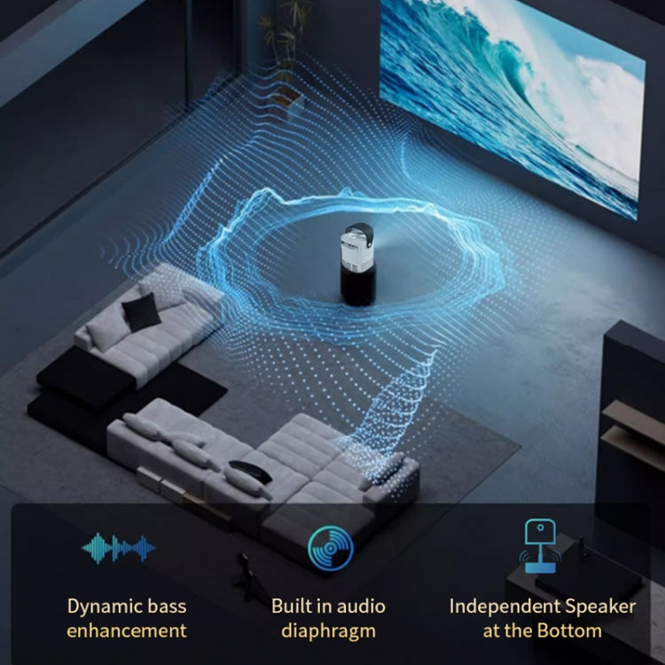 TS-2 1920 x 1080P 240ANSI HiSilicon 352 Android 9.0 Telescopic Projector, EU Plug(White)