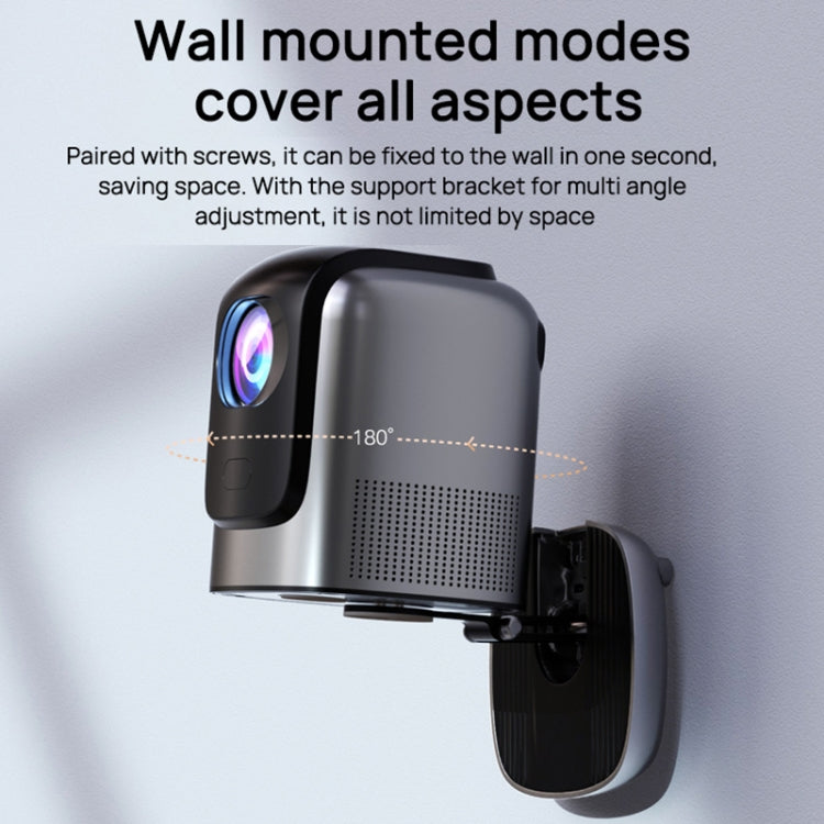 TZ-1 1080P 280ANSI HiSilicon 352 Android 9.0 Foldable PTZ Stand Projector, US Plug(Grey)