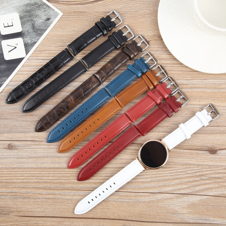18mm Silver Steel Buckle Genuine Leather Watch Band Wristband(Wine Red) - 18mm Bands by PMc TechLife | Online Shopping South Africa | PMc TechLife | Buy Now Pay Later Mobicred