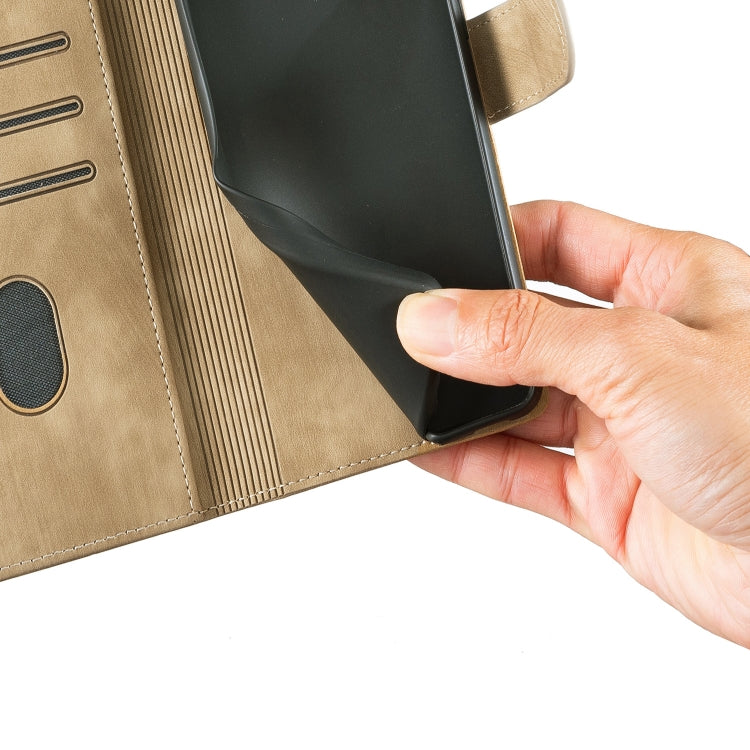 For Samsung Galaxy S25 Ultra 5G Pen Heart Cat Embossed Leather Phone Case(Apricot) - Galaxy S25 Ultra 5G Cases by PMC TechLife | Online Shopping South Africa | PMC TechLife | Buy Now Pay Later Mobicred