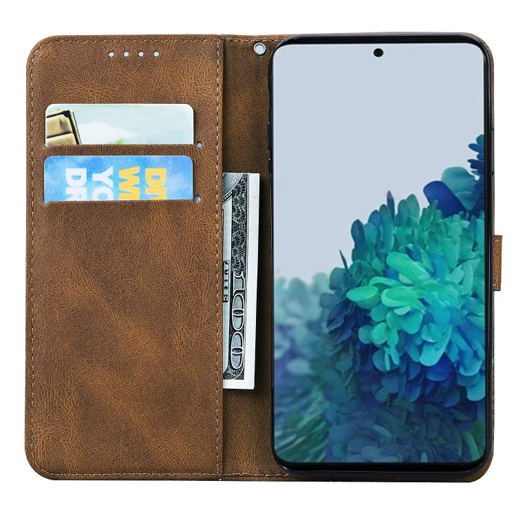 For Samsung Galaxy S25 5G Retro Skin Feel Butterflies Embossing Horizontal Flip Leather Phone Case(Brown)