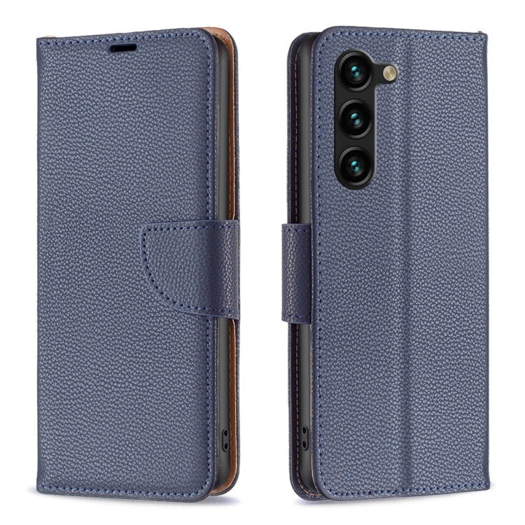 For Samsung Galaxy S25+ 5G Litchi Texture Pure Color Flip Leather Phone Case(Blue)