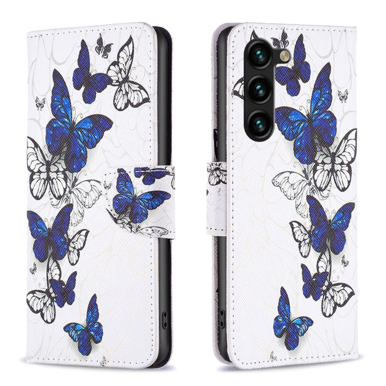 For Samsung Galaxy S25+ 5G Colored Drawing Pattern Leather Phone Case(Butterflies)