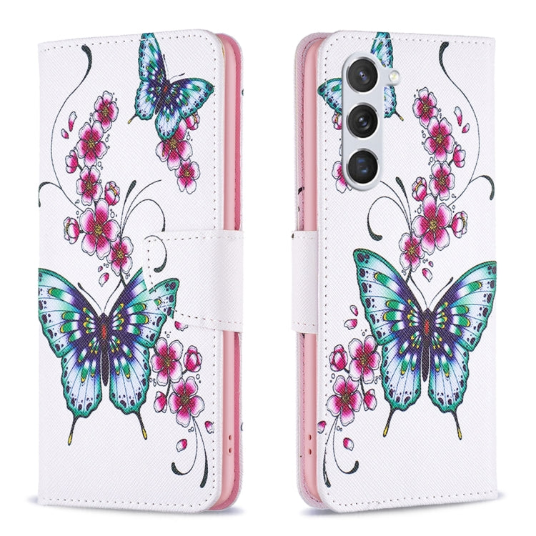 For Samsung Galaxy S25 5G Colored Drawing Pattern Leather Phone Case(Flowers Butterfly)