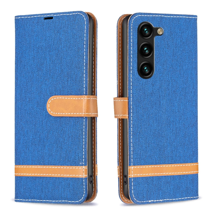 For Samsung Galaxy S25+ 5G Color Block Denim Texture Leather Phone Case(Royal Blue)