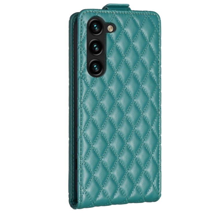 For Samsung Galaxy S25 5G Diamond Lattice Vertical Flip Leather Phone Case(Green)
