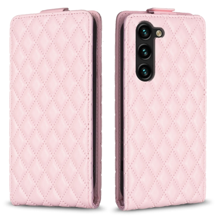 For Samsung Galaxy S25+ 5G Diamond Lattice Vertical Flip Leather Phone Case(Pink)