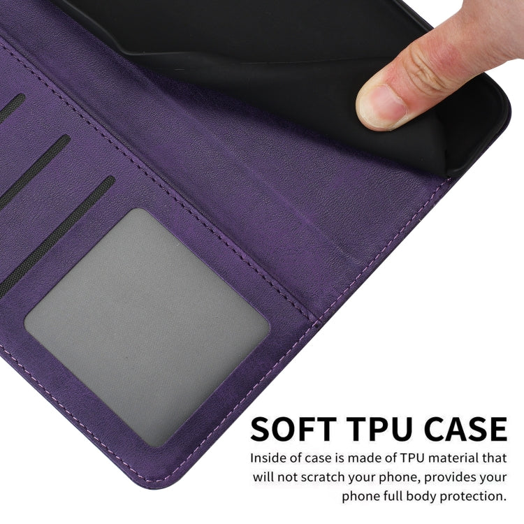 For Samsung Galaxy S25 / S24 5G Solid Calf Texture Flip Leather Phone Case(Purple)