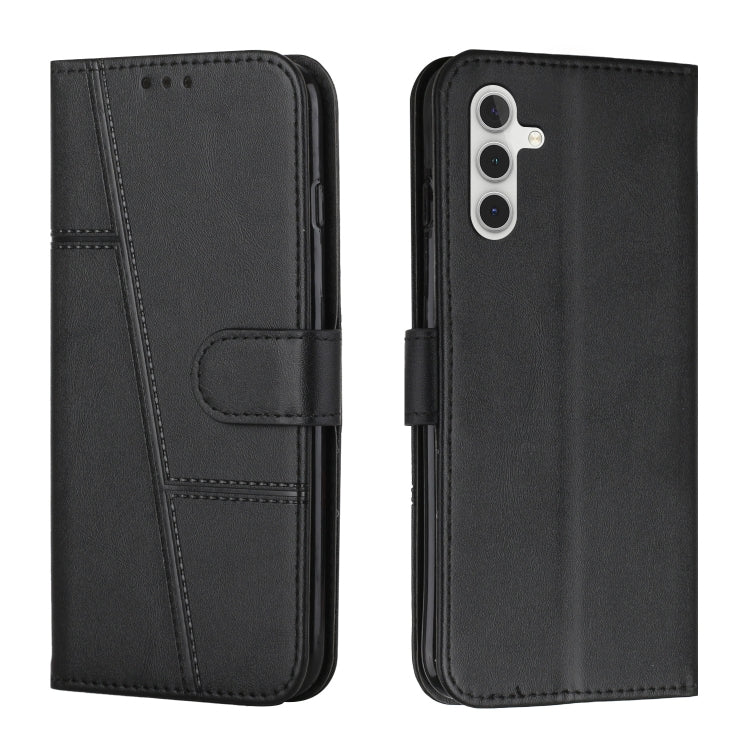 For Samsung Galaxy S25 / S24 5G Stitching Calf Texture Buckle Leather Phone Case(Black)