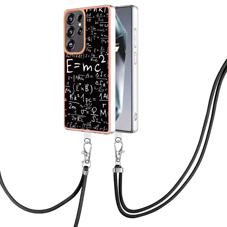 For Samsung Galaxy S25 Ultra 5G Electroplating Dual-side IMD Phone Case with Lanyard(Equation)