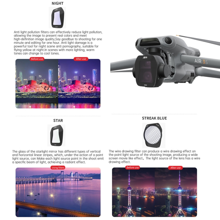 For DJI Air 3S JSR CB Series Drone Lens Filter, Filter:ND16PL - free shipping - PMC Jewellery - Order now!