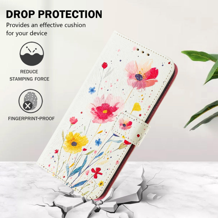 For iPhone 16e Art Colored Drawing Pattern Leather Phone Case(Flowers and plants) - iPhone 16e Cases by PMC TechLife | Online Shopping South Africa | PMC TechLife | Buy Now Pay Later Mobicred