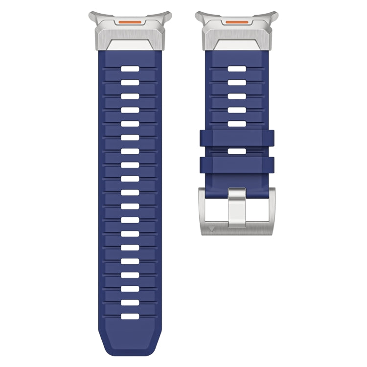For Samsung Galaxy Watch Ultra 47mm Steel Buckle Fluororubber Watch Band(Silver Blue)