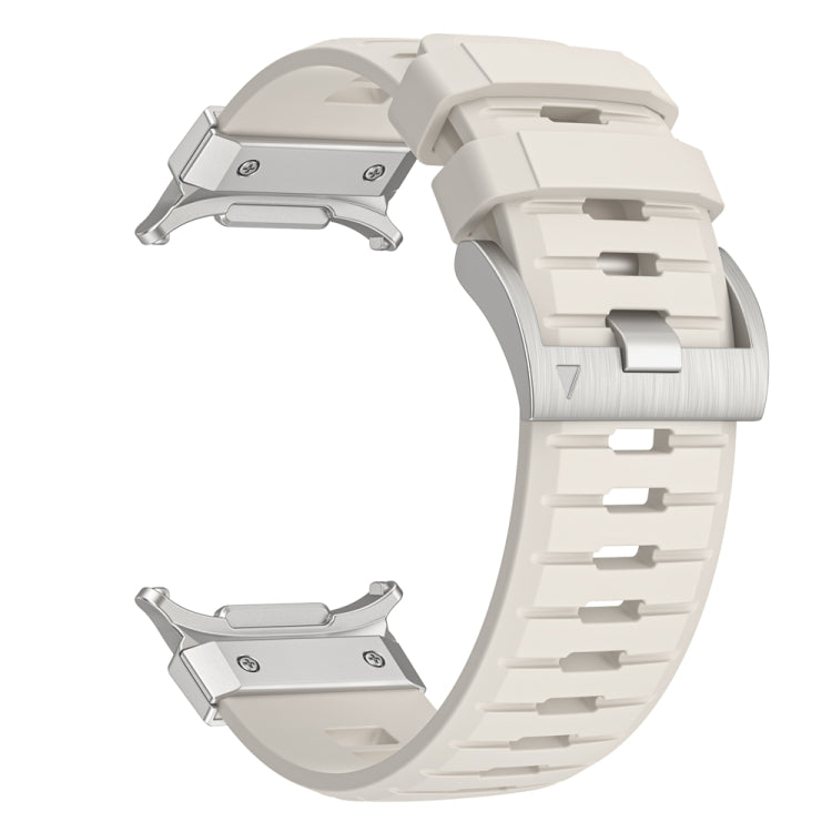 For Samsung Galaxy Watch Ultra 47mm Steel Buckle Fluororubber Watch Band(Silver Starlight)