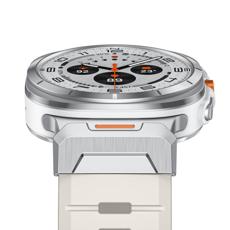 For Samsung Galaxy Watch Ultra 47mm Steel Buckle Fluororubber Watch Band(Silver Starlight)