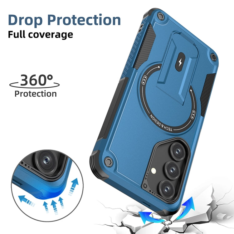 For Samsung Galaxy S24+ 5G / S25+ 5G Armor MagSafe Holder PC Hybrid TPU Phone Case(Dark Blue)