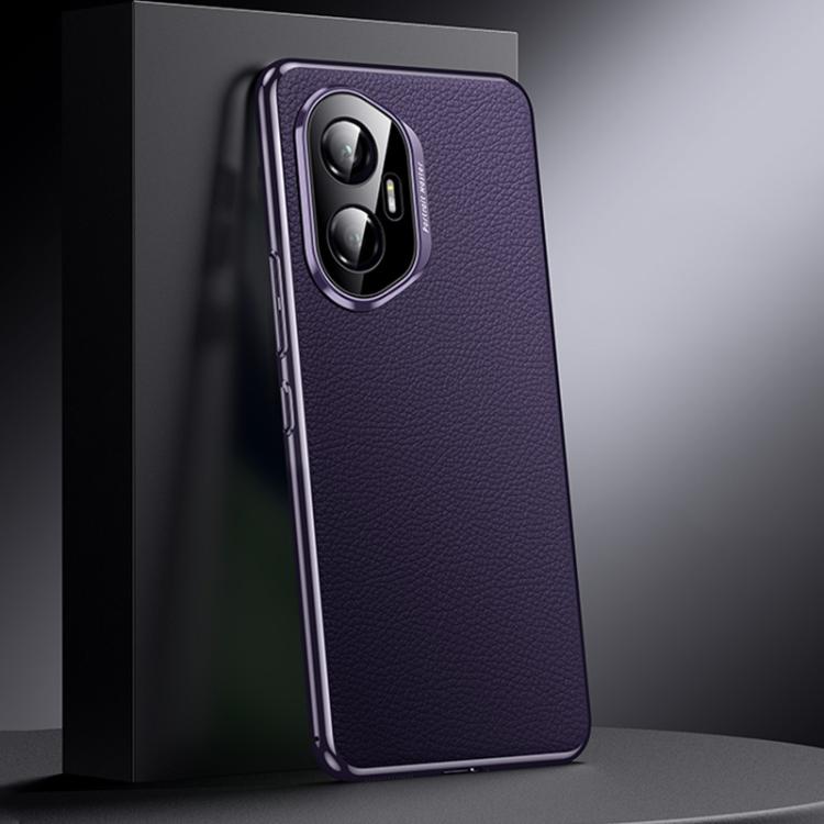 For Honor 300 Genuine Leather PC Phone Case(Dark Purple)