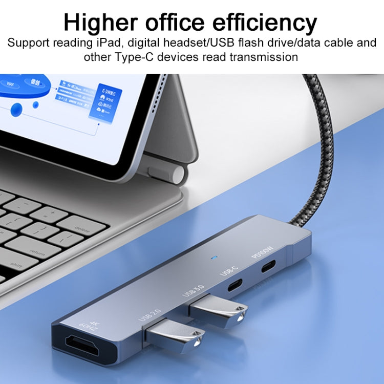 ADS-336 5 in 1 4K 60Hz HDMI, 2 x USB-C / Type-C, 2 x USB Multi-function HUB Expander(Dark Grey) - free shipping - PMC TechLife - Order now!