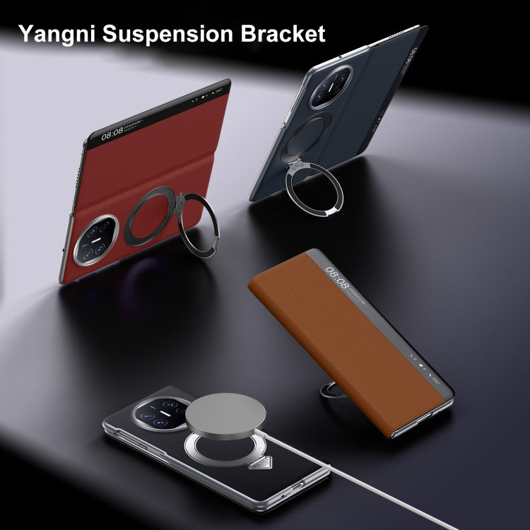 For Huawei Mate X6 SULADA Smart View Window MagSafe Magnetic Holder Leather Phone Case(Black) - free shipping - PMC Jewellery - Order now!