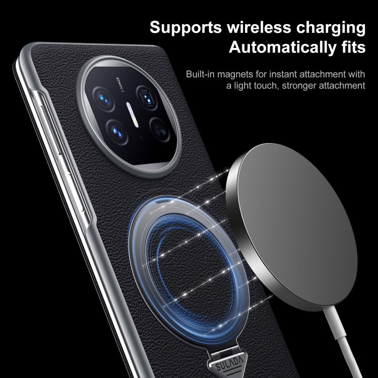 For Huawei Mate X6 SULADA Smart View Window MagSafe Magnetic Holder Leather Phone Case(Black) - free shipping - PMC Jewellery - Order now!