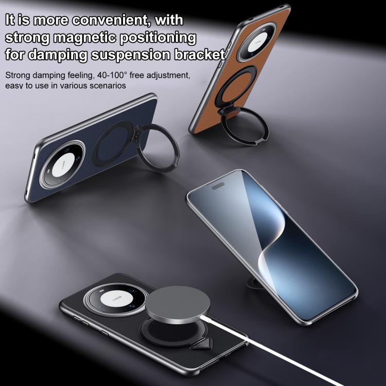 For Huawei Mate 60 Pro / Mate 60 Pro+ SULADA Top Grain Leather MagSafe Magnetic Holder Phone Case(Brown)