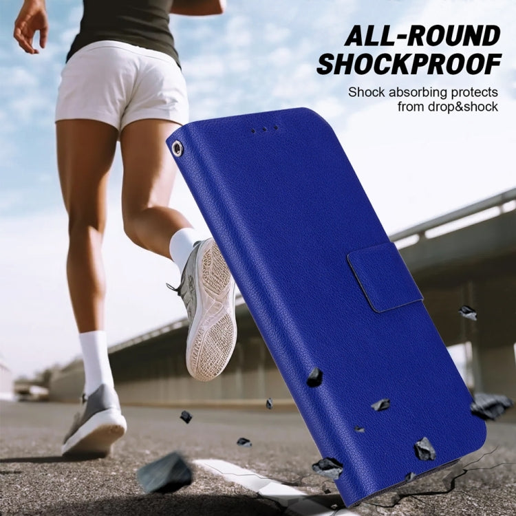 For iPhone 16e Ultra-thin Voltage Magnetic Buckle Leather Phone Case(Blue) - iPhone 16e Cases by PMC TechLife | Online Shopping South Africa | PMC TechLife | Buy Now Pay Later Mobicred