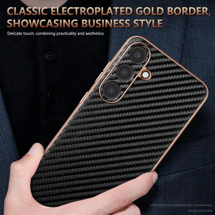 For Samsung Galaxy S25+ 5G AZNS Electroplated Edge Carbon Fiber Texture Phone Case(Blue) - free shipping - PMC Jewellery - Order now!