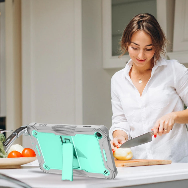 For Lenovo Tab M10 3rd Gen / TB328 Silicone Hybrid PC Tablet Case with Holder(Grey Mint Green) - Lenovo by PMC TechLife | Online Shopping South Africa | PMC TechLife | Buy Now Pay Later Mobicred