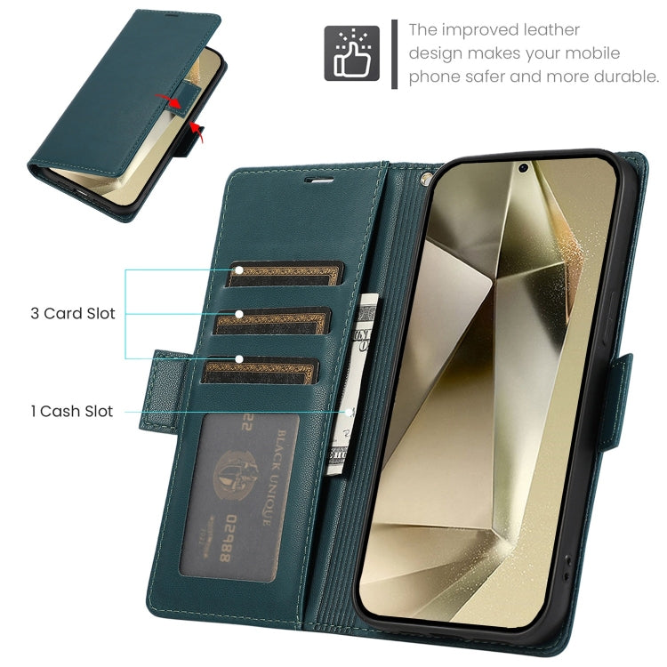 For Samsung Galaxy S25 Ultra 5G Side Buckle RFID Anti-theft Leather Phone Case(Green) - Galaxy S25 Ultra 5G Cases by PMC TechLife | Online Shopping South Africa | PMC TechLife | Buy Now Pay Later Mobicred