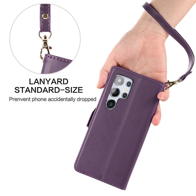 For Samsung Galaxy S25 Ultra 5G Side Buckle RFID Anti-theft Leather Phone Case(Dark Purple)