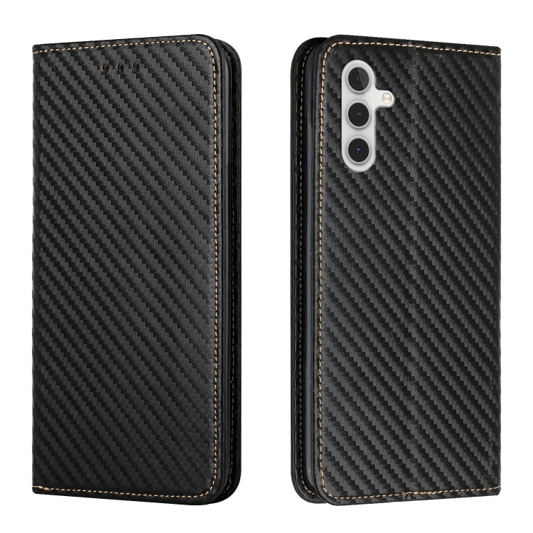 For Samsung Galaxy S25 5G Carbon Fiber Texture Magnetic Flip Leather Phone Case(Black)
