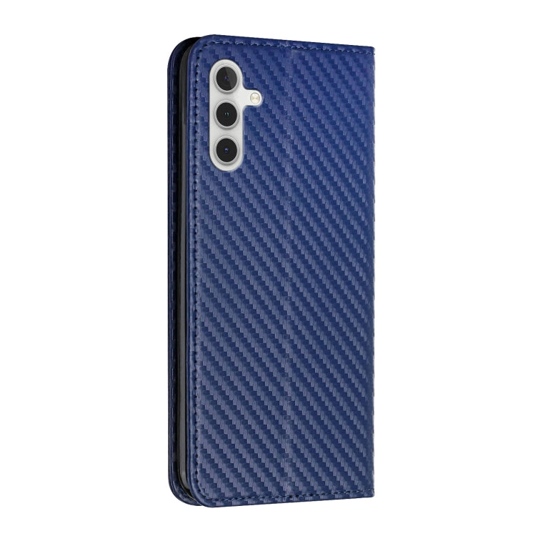 For Samsung Galaxy S25+ 5G Carbon Fiber Texture Magnetic Flip Leather Phone Case(Blue)