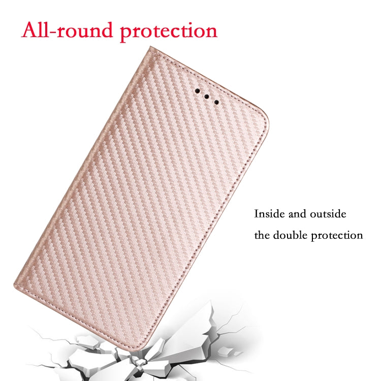 For Samsung Galaxy S25 Ultra 5G Carbon Fiber Texture Magnetic Flip Leather Phone Case(Rose Gold) - Galaxy S25 Ultra 5G Cases by PMC Jewellery | Online Shopping South Africa | PMC Jewellery | Buy Now Pay Later Mobicred