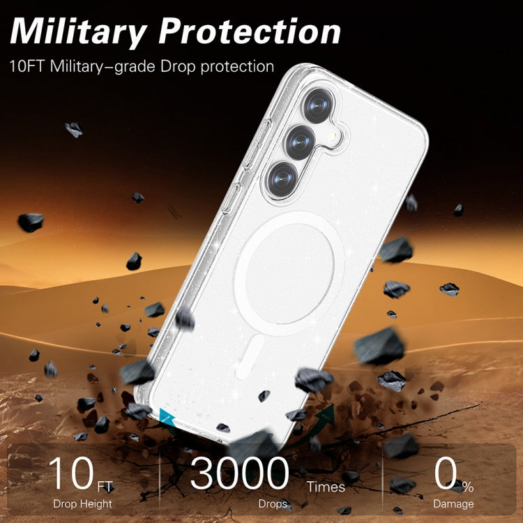 For Samsung Galaxy S25 5G Terminator MagSafe Magnetic Phone Case(Glitter White)
