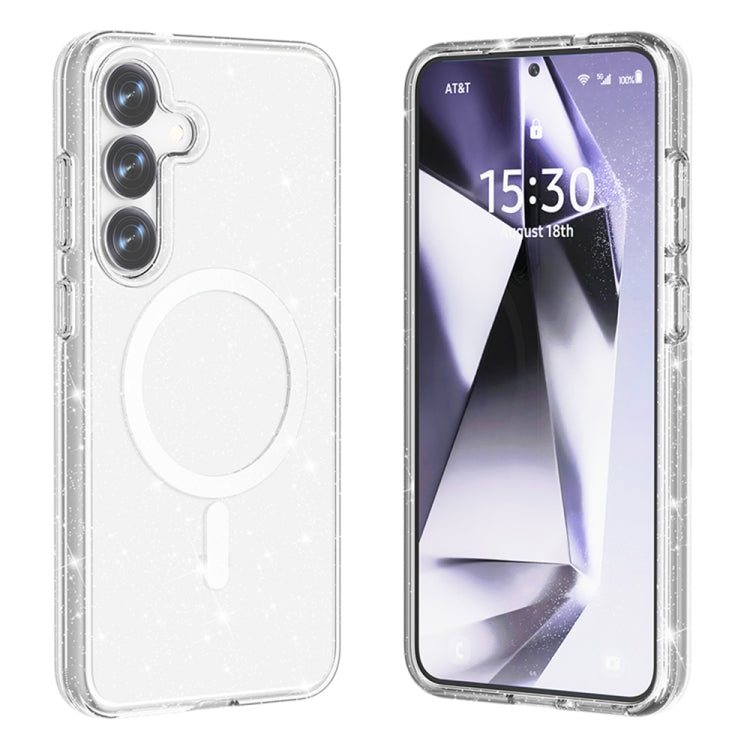 For Samsung Galaxy S25+ 5G Terminator MagSafe Magnetic Phone Case(Glitter White)