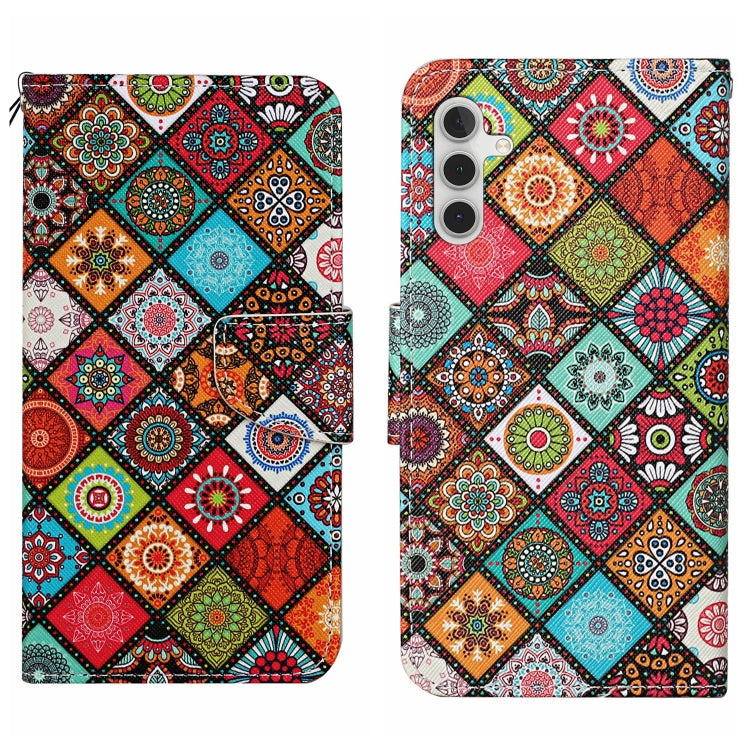 For Samsung Galaxy S25 5G Colored Drawing Pattern Leather Phone Case(Ethnic Style)