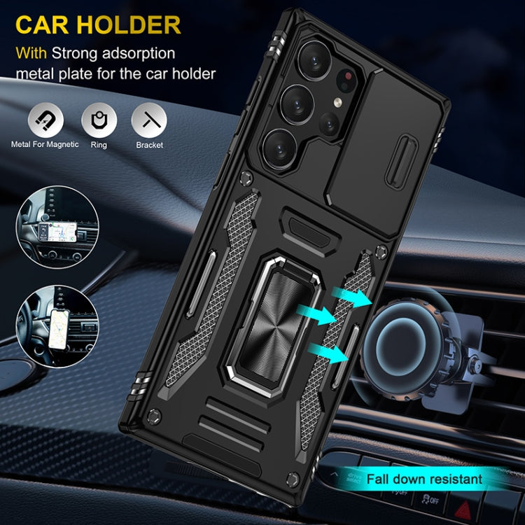 For Samsung Galaxy S25 Ultra 5G Armor PC Hybrid TPU Camera Shield Phone Case(Black)