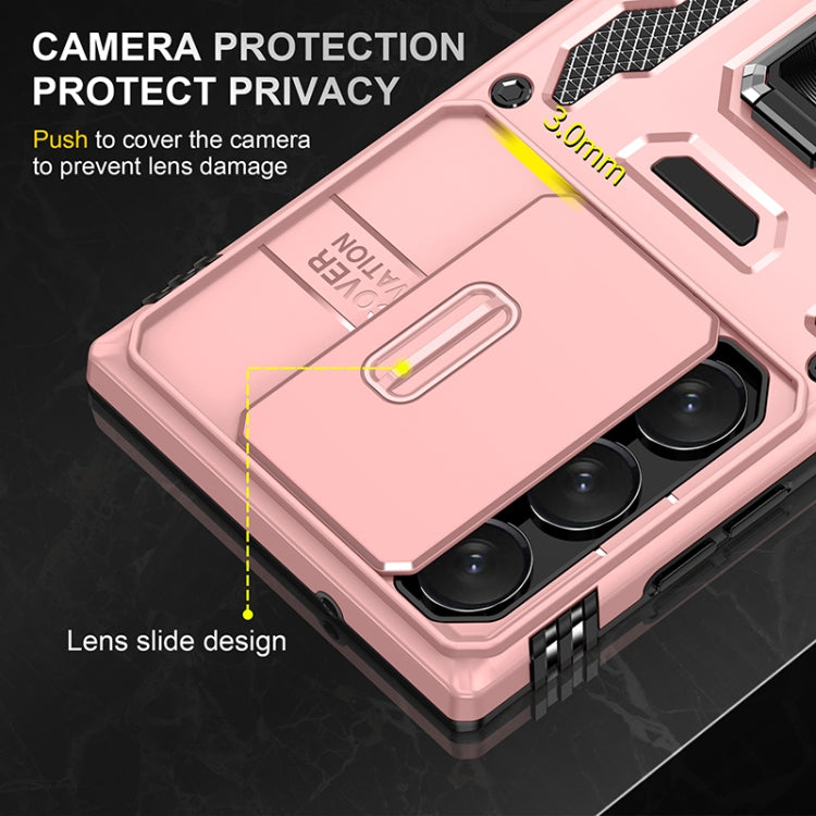 For Samsung Galaxy S25 Ultra 5G Armor PC Hybrid TPU Camera Shield Phone Case(Rose Gold)