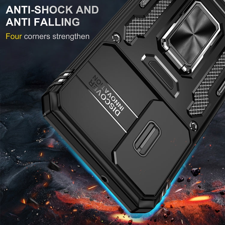 For Samsung Galaxy S25+ 5G Armor PC Hybrid TPU Camera Shield Phone Case(Black)